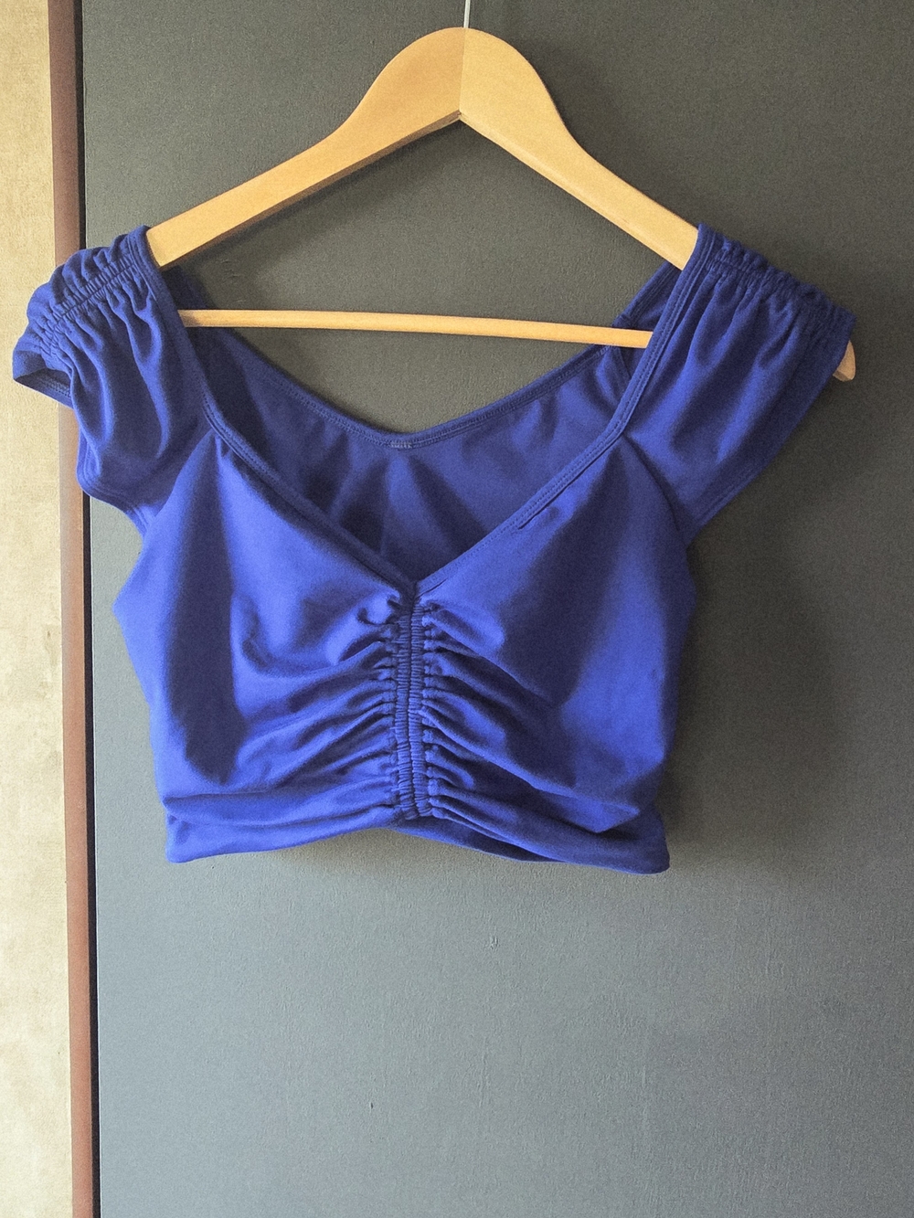FP Movement by Free People Royal Blue Ruched Front Crop Top